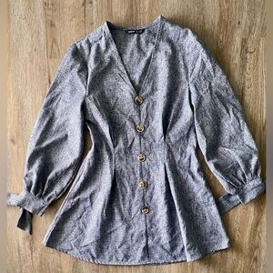 SHEIN size 4 small lightweight navy blue chambray fitted hourglass top